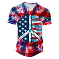 thumbnail image 4 of Mens Shirts Plus Size under $5 Short Sleeve Independence Day Printing Button Round-Neck Casual Blouses 9-Multicolor XL, 4 of 5