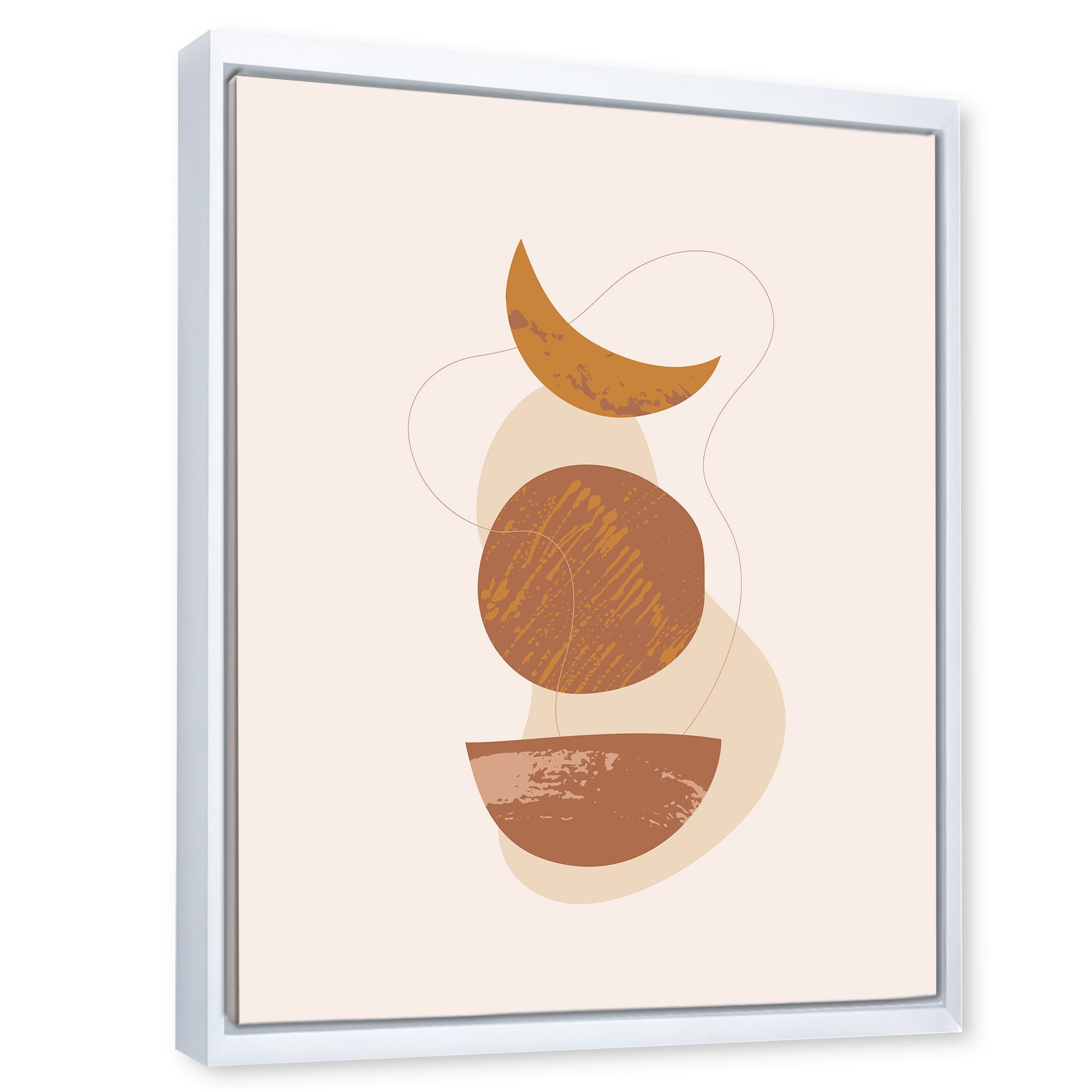 Designart 'Sun and Moon Shapes In Retro Terracotta Tones IV' Modern Framed Canvas Wall Art Print