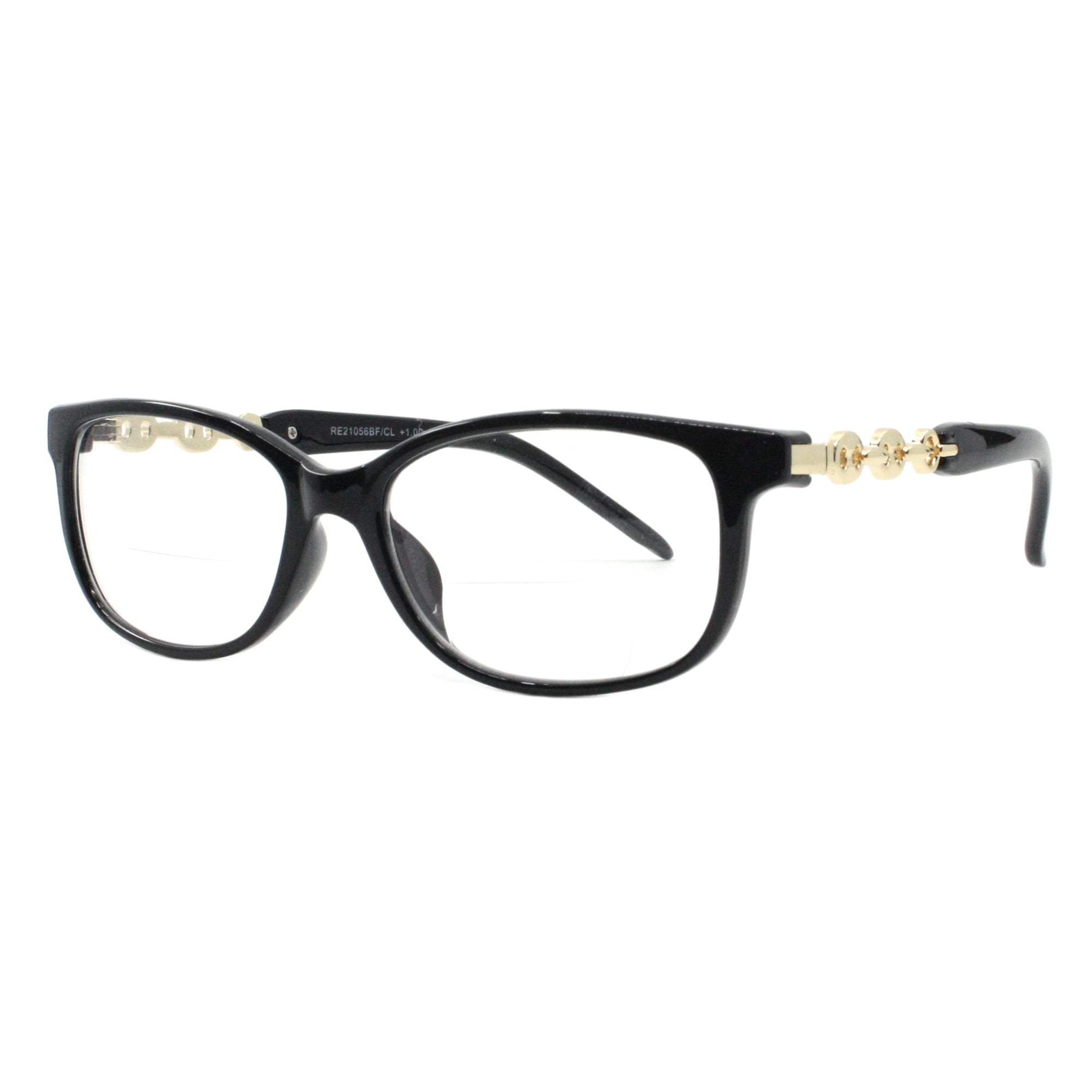 Womens Bifocal Reading Glasses Magnified Reader Clear Lens Black +1.00