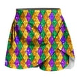 thumbnail image 5 of XIAOCHA Women Mardi Gras Argyle Print Mini Skort High Waist Stretchy Flowy Athletic Skirt Casual Party Festival Daily Wear Skirt, 5 of 6