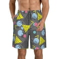 thumbnail image 2 of Uemuo Geometric Pattern Men's Swim Trunks Hawaiian Beach Bathing Suit Swimsuits Beach Quick-Dry Shorts with Pockets-Large, 2 of 9