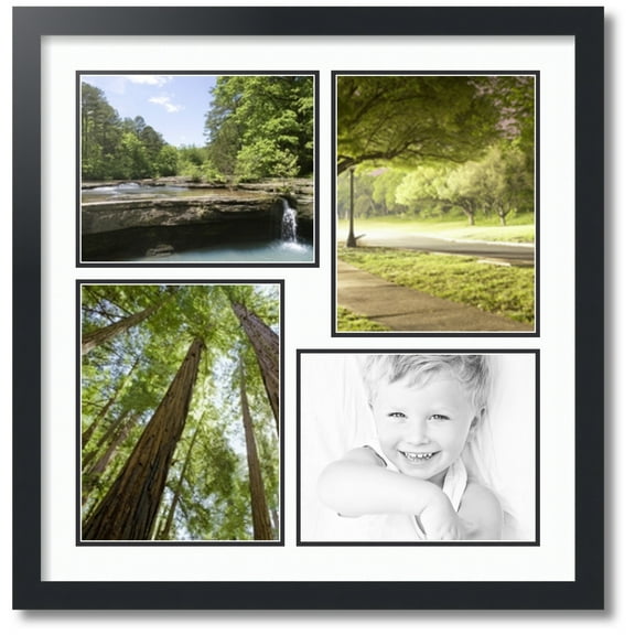ArtToFrames Collage Photo Picture Frame with 2 - 8x10, 8.5x11 Openings, Framed in Black with Super White and Black Mats (CDM-3926-16)