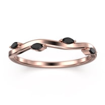 0.16 ct Marquise Cut Black Diamond Moissanite Vine Ring 18K Rose Gold Over Silver