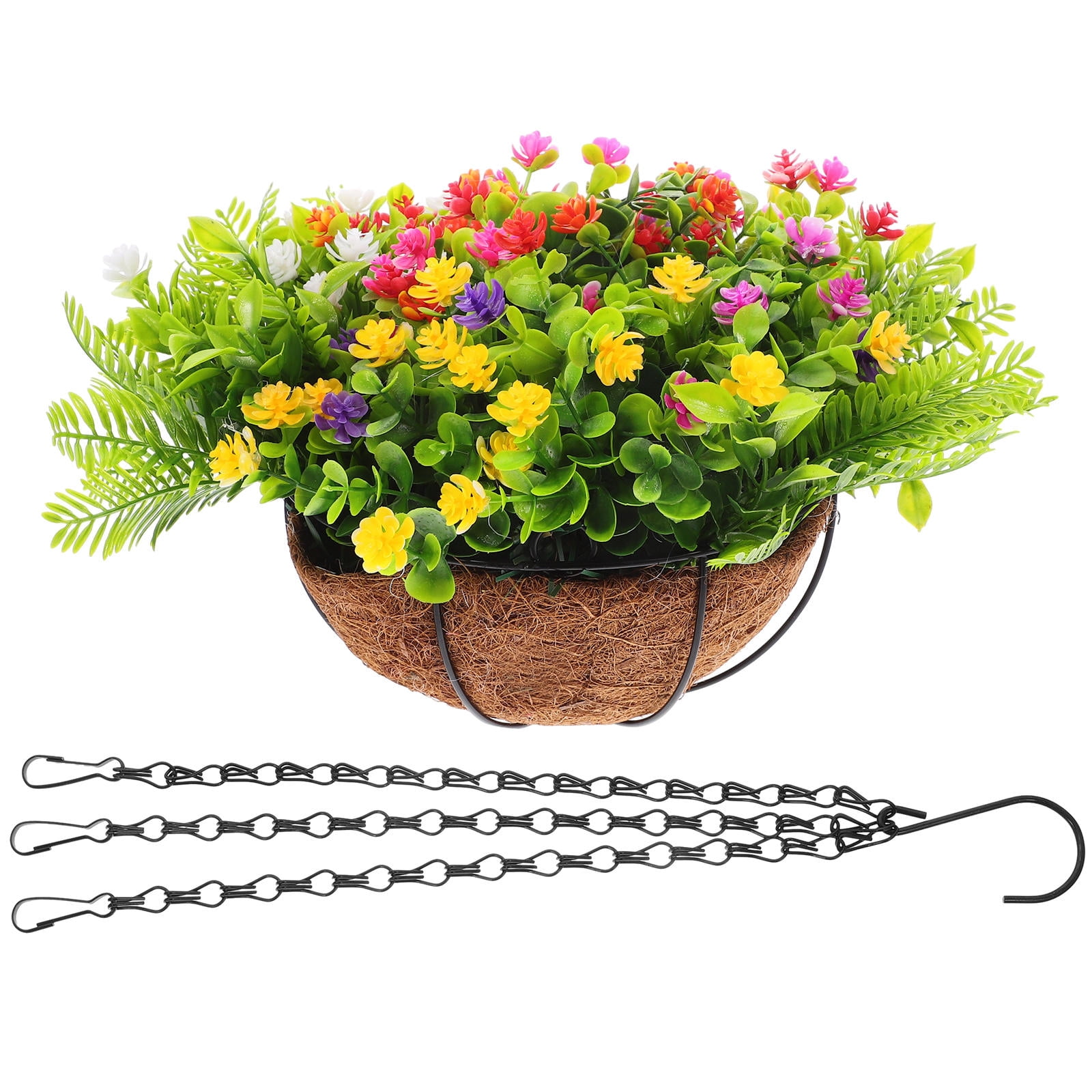 SEWCHICS Hanging Plants Outdoor Hanging Planter With Artificial Flower Multi 1Pack 12X12X8In