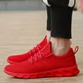 thumbnail image 4 of Mens Shoes Casual Sneakers Low Top Walking Shoes Breathable Mesh Sport Shoes Red Size 6.5, 4 of 9