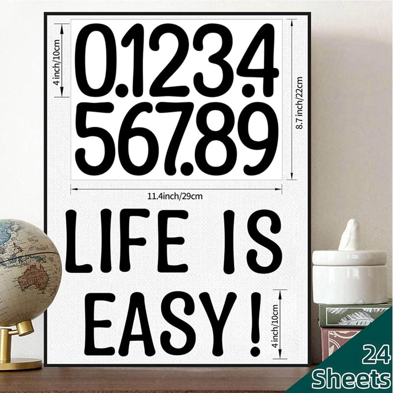 48 Sheets Large Letter Stickers 4 Inch Alphabet Number Letter Stickers Vinyl Self Adhesive Stickers Letters