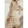 thumbnail image 2 of Women's Lace V Neck Three Quarter Sleeve Dress with Sheer Lace Bodice and Smooth Silhouette 95% Polyamide 5% Elastane, 2 of 4