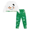 thumbnail image 5 of Yuyamidu Snowman Long Sleeve Pajama for Women Size M Snowflake Scoop Neck Sleepwear Top and Green Pants Christmas Pajamas 2 PCS Skin Friendly Jogger Set with Pockets, 5 of 7