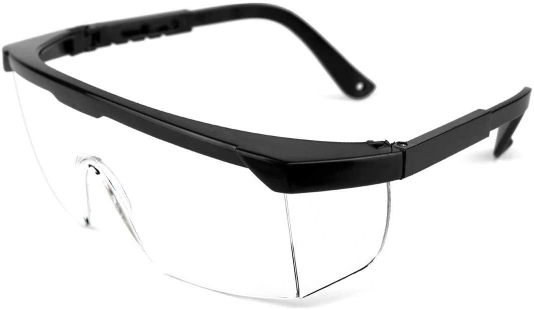 Safety Glasses Black Anti Fog Safety Glasses With Adjustable Temples,Fit Well Over Eyeglasses,Scratch Resistant Lenses And Side Shields Protection