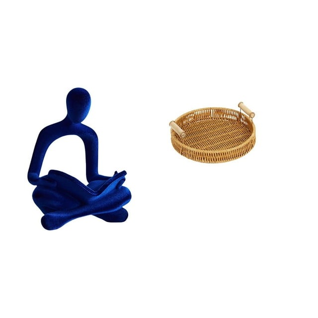 Figura de pensador abstracto,Estatua de pensador abstracto,decoración para el hogar,Cestas de almacenamiento,Cestas de almacenamiento de cocina tejidas con asas hechas a mano,Cestas de pan