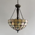 thumbnail image 4 of Tiffany Pendant Lights Ceiling Light Glod Stained Glass Crystal Beans LED Bulbs Included for Dining Room Living Room 16"W*16"D*60"H, 4 of 7