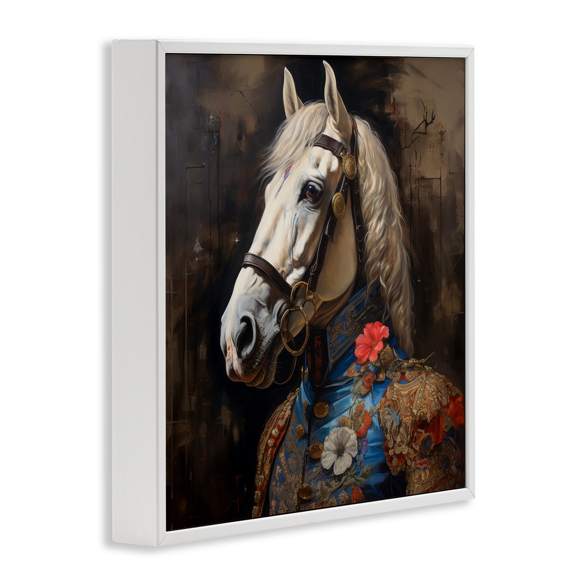 Stupell Industries Horse with Regal Clothing Animals & Insects Painting White Framed Art Print Wall Art, 24 x 24