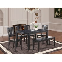 East West Furniture Dudley 6-piece Wood Kitchen Table and Chairs in Black