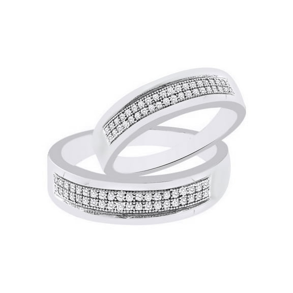AFFY White Natural Diamond Wedding Band Ring In 10k White Gold (0.27 Cttw)