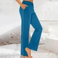 thumbnail image 3 of Scyoekwg Womens Wide Leg Pants Elastic Sports Waist Wide Leg Pants with Pocket Comfy Lightweight Classic Solid Color Fashion Casual Baggy Pants Trousers (Light Blue,XXL), 3 of 6