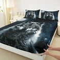 thumbnail image 3 of Feelyou Cartoon Wolf Animal Full Size Sheets for Boy, Psychedelic Galaxy Moon Bed Sheets, Rustic Animal Theme Sheet Sets, Luxury Bedroom Decor, 4 Pieces, 3 of 7