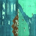 thumbnail image 1 of Ahgly Company Machine Washable Indoor Square Abstract Turquoise Blue Contemporary Area Rugs, 6' Square, 1 of 4
