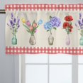 thumbnail image 5 of Watercolor Flowers Vase Plaids Kitchen Valance Curtain 54''x18'' Hydrangea Tulip Lavender Poppy Window Topper Treatments for Kids Toddler Nursery Bedroom Living Room Bathroom Farmhouse, 5 of 7