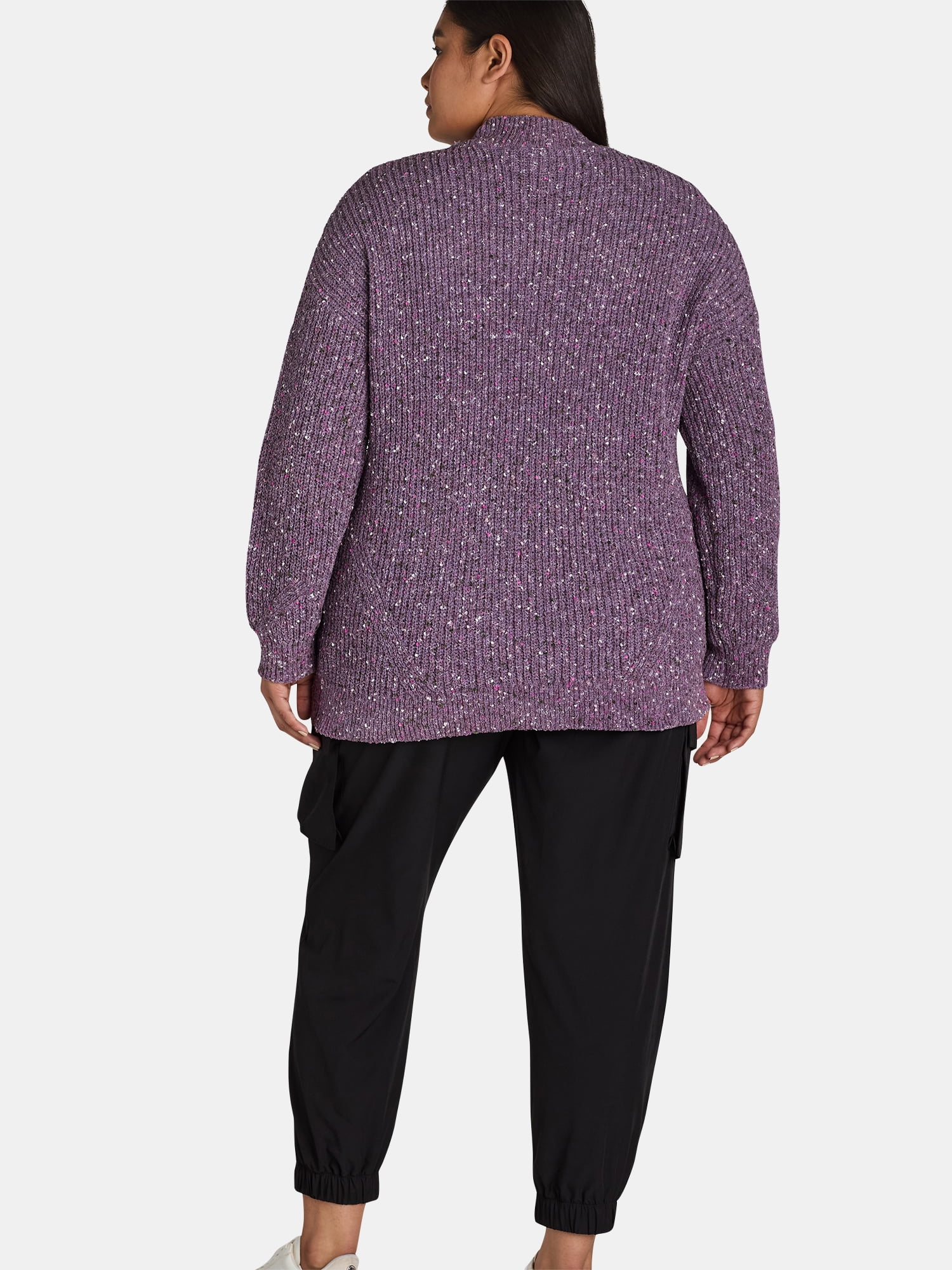 Terra & Sky Women’s Plus Size Mock Neck Chenille Sweater, Sizes 0X-5X