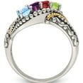 thumbnail image 3 of 14K/Silver Two-Tone Sterling Silver & 14K Four-Stone And Diamond Mother's Ring Semi-Mount (Size 10) Made In Thailand qmr40/4-10, 3 of 5