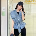 thumbnail image 4 of 2024 New Beaded Waist Slimming Loose All-Matching Sleeveless Soft Denim Women's Vests Top, 4 of 5