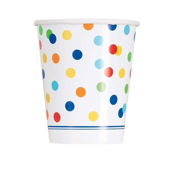 9oz Rainbow Dot Confetti Paper Cups, 8ct