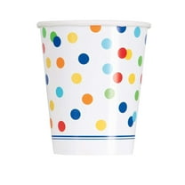 9oz Rainbow Dot Confetti Paper Cups, 8ct