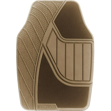 Goodyear 4pc Premium Carpet/Rubber Floor Mats, Tan