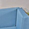 thumbnail image 6 of Noble House Oana Outdoor Modular Acacia Wood Sofa with Cushions Teak and Blue, 6 of 12
