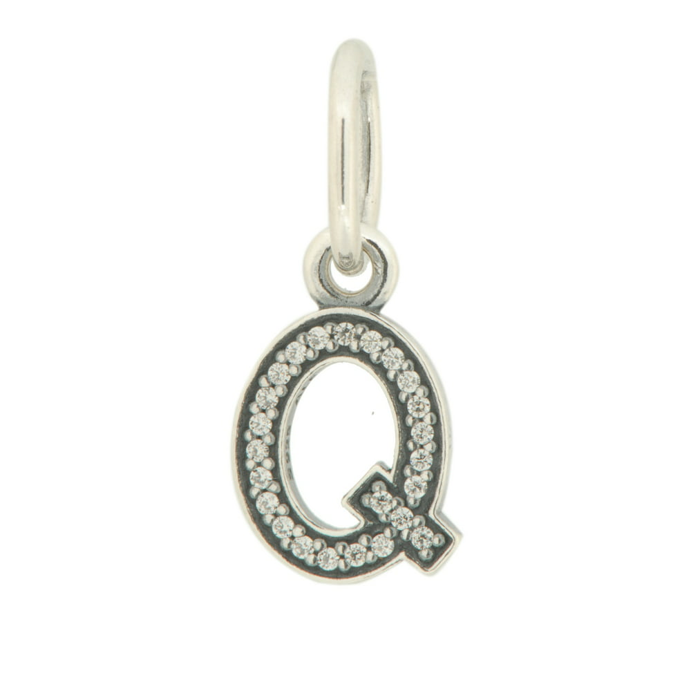 PANDORA - Authentic Letter Q Dangle in 925 Sterling Silver w/Cubic ...