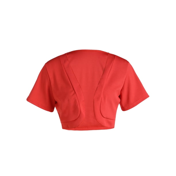 SAYOO Cardigan femenino, sexy manga corta de punto de color sólido Bolero encogimiento de hombros SAYOO moda