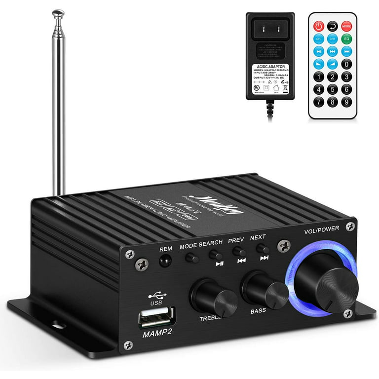 Moukey System 50W Channel Receiver Bluetooth Mini Amplifier, FM USB, AUX, with Remote Control - Walmart.com