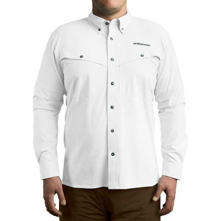 Whitewater Lightweight Moisture Wicking Long Sleeve Fishing Shirt with UPF  50 (White, XX-Large)