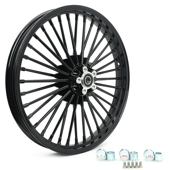 Gloss Black 21" x 2.15" Front Cast Tubless Wheel Fat Spoke for Harley Softail Dyna Wide Glide FXDWG
