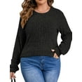 thumbnail image 5 of Fantaslook Womens Plus Size Tops Crewneck Long Sleeve Shirts Loose Tunic Tops Curved Hem Fall Pullover, 5 of 10