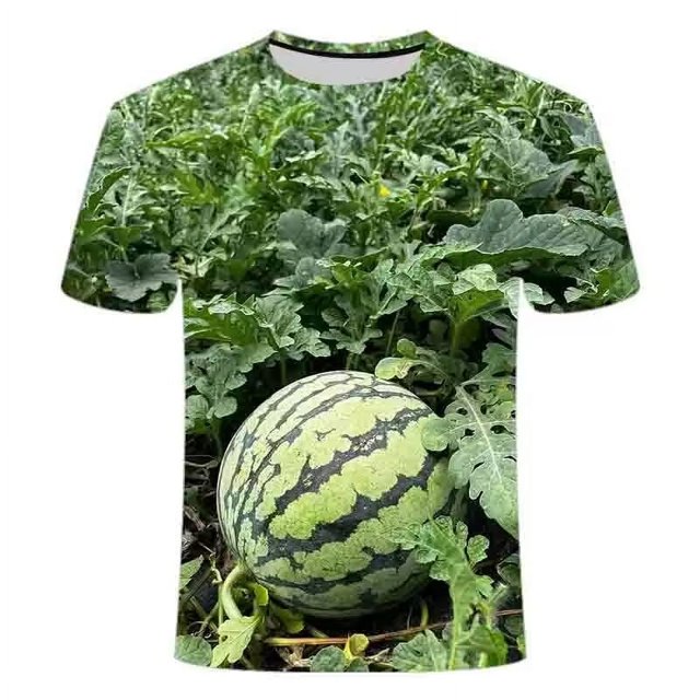 Chemise d'Été Imprimée 3d Melon D\'eau Hip Hop pour Hommes, Personnalité, Manches Courtes, Alternative à la Mode, Col Drôle, Grande Taille, Belle Chemise Deng
