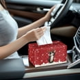 thumbnail image 6 of FUIALDOLG Rectangular Tissue Box Cover, Pu Leather Rectangle Tissue Box Holder with Bottom Buckle Modern Stylish Facial Organizer for Home, Car, Hotel, Office 9.7"X5.2"X5.1" (Cute Kitty Christmas), 6 of 7