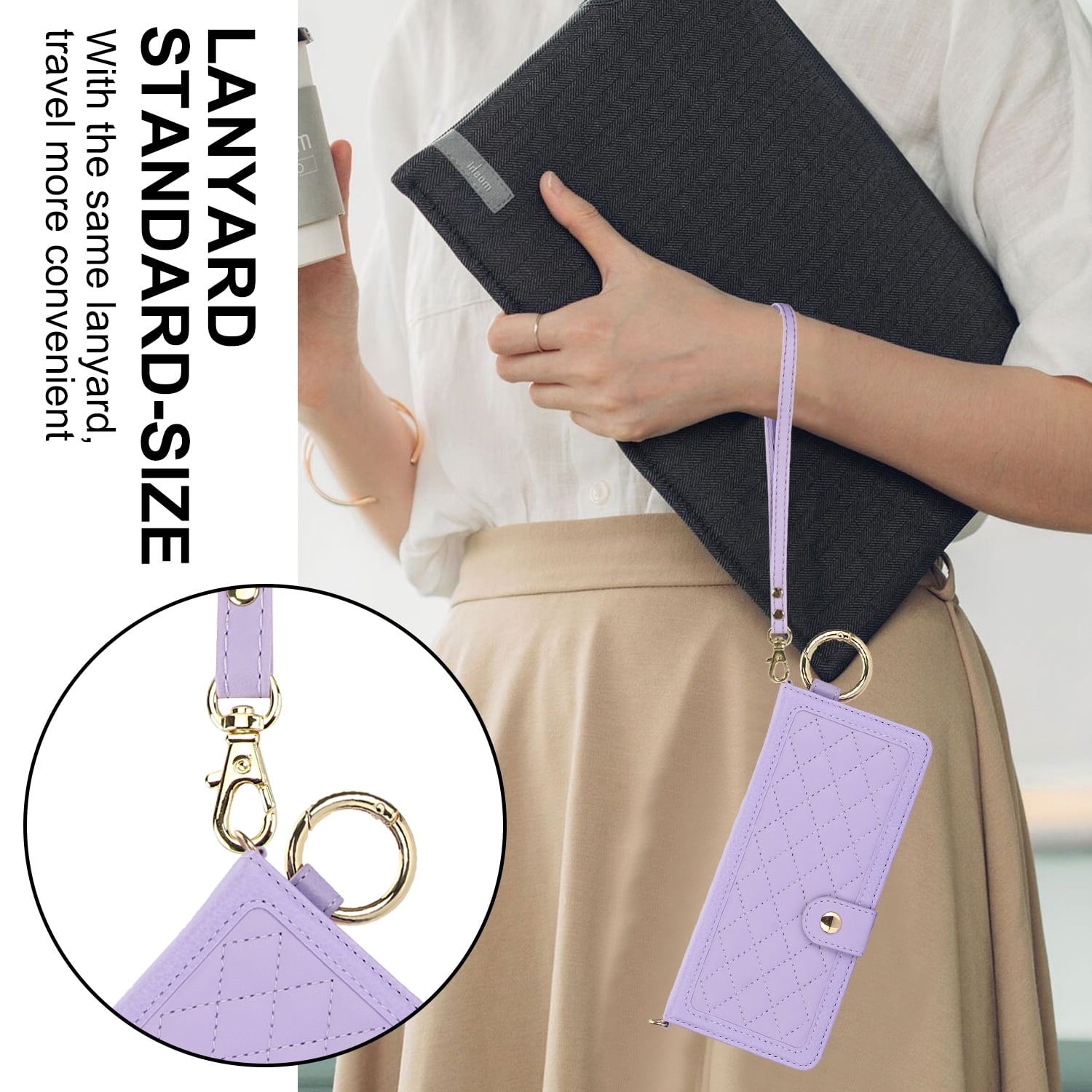 ShellTech Phone Case for Samsung Galaxy Z Fold 7 2025 Flip Leather Wallet Cover with S Pen Holder & Crossbody Lanyard Strap Credit Card Slot RFID Blocking Women Men Girls,Lightpurple
