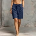thumbnail image 4 of Cagogo Women's Drawstring Loose Shorts Summer Casual Flowy Beach Shorts Elastic Waist Comfy Lounge Trousers Fashion Beachwear Clothes, Navy M, 4 of 5