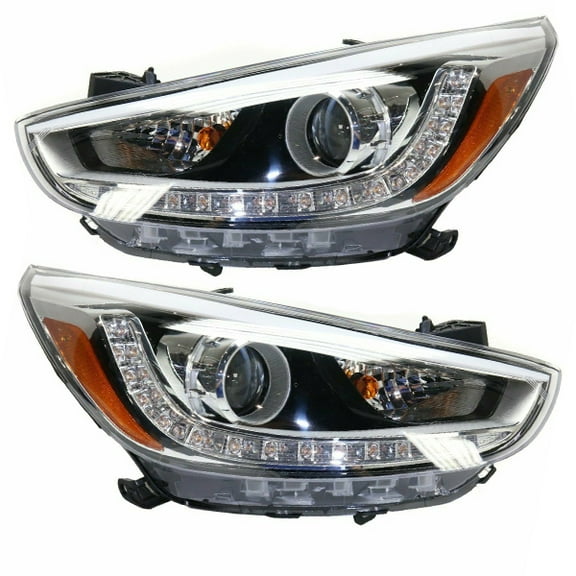 For 14-17 Accent Projector Headlight w/LED Daytime Running Light w/Bulb SET PAIR