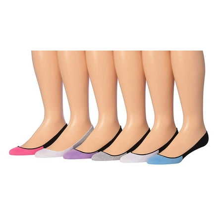 Tipi Toe Women's 12-Pairs Ultra Low Cut No Show Flats & Heels Shoe Foot Liner Socks With Non Slip Heel Silicon Gel Grip,