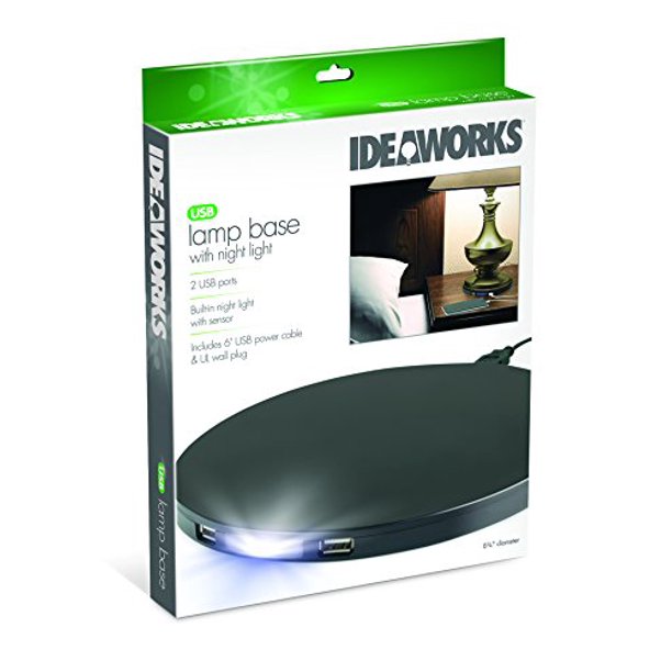 Ideaworks USB LAMP BASE WITH NIGHT LIGHT Black