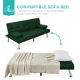 thumbnail image 5 of Best Choice Products Modern Linen Convertible Futon Sofa Bed w/ Removable Armrests, Metal Legs, Cupholders - Dark Green, 5 of 8