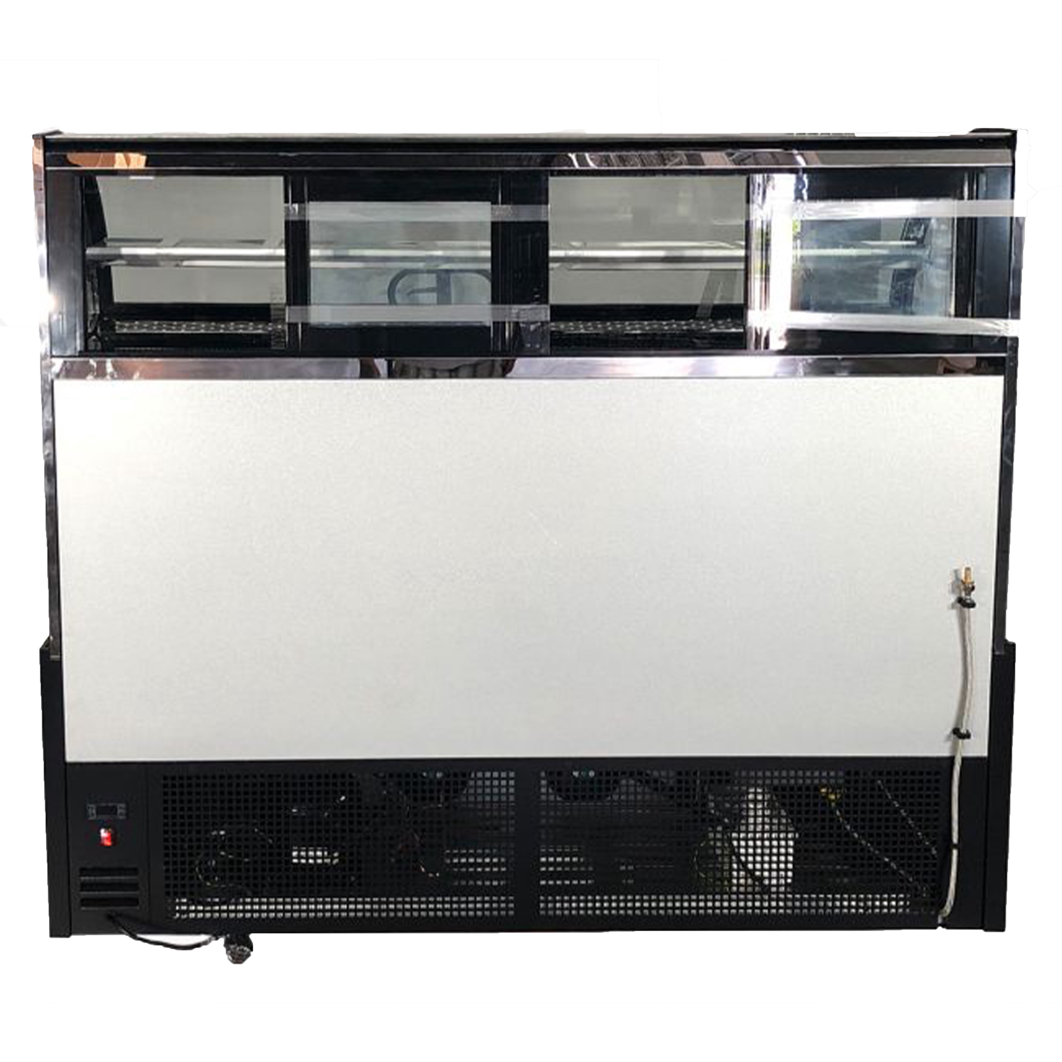 NSF 71 in. Commercial Refrigerator Open Air Dual Service Curved Top Glass Display 24.1 Cu.Ft. Merchandiser, Coffee Shop Showcase Cooler