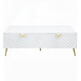 thumbnail image 5 of White High Gloss 2-Drawer Coffee Table with Stable Support Legs, 5 of 6