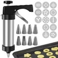 thumbnail image 2 of Cookie Press Tool with 13 Discs 8 Icing Tips Reusable Stainless Steel Dessert Decorator Kit Detachable Cookie Decoration Press Cookie Maker Press DIY Cake Decorating Tool Set for Kitchen, 2 of 10