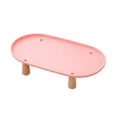 thumbnail image 3 of Soporte elevado para comedero de gatos, de plástico antiderrame y con base de madera. Rosa 38cmx21cm, 3 of 9