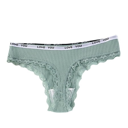 Fadeal Thong Underwear Women Womens High Waisted Bikini Underwear Smooth Hipster Underwear Breathable Ladies Lace Underwear for Women Green L