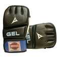 thumbnail image 3 of Gel Sparring MMA Glove, Real Leather Combat Mitts, Shock Absorbing Gel Padding for Grappling, Punching Bag, Cage Fighting, Muay Thai, Open Palm, Wrist Support, Half Thumb, Regular, 3 of 5