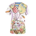 thumbnail image 3 of Rciityk Easter Day Gift Women Regular Nursing Uniform Top Summer Easter Print V-Neck Short Sleeve Medicals Top with Pockets, 3 of 4
